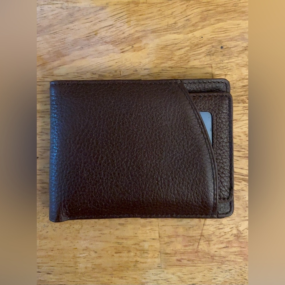 Stafford full grain leather bifold wallet removable pass case card